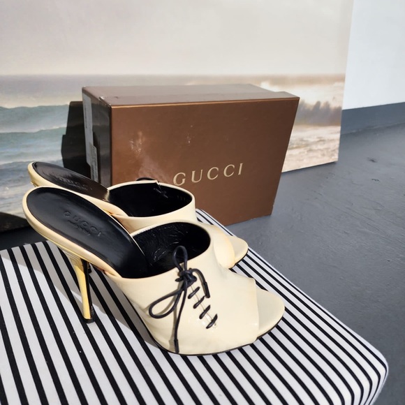 Gucci Dress Sand Pelle Leather Off White Sandals - Picture 2 of 7